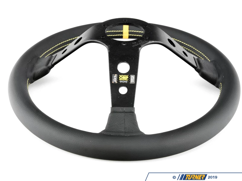 OMP Corsica Steering Wheel - 350mm | Black/Yellow Leather - Image 5