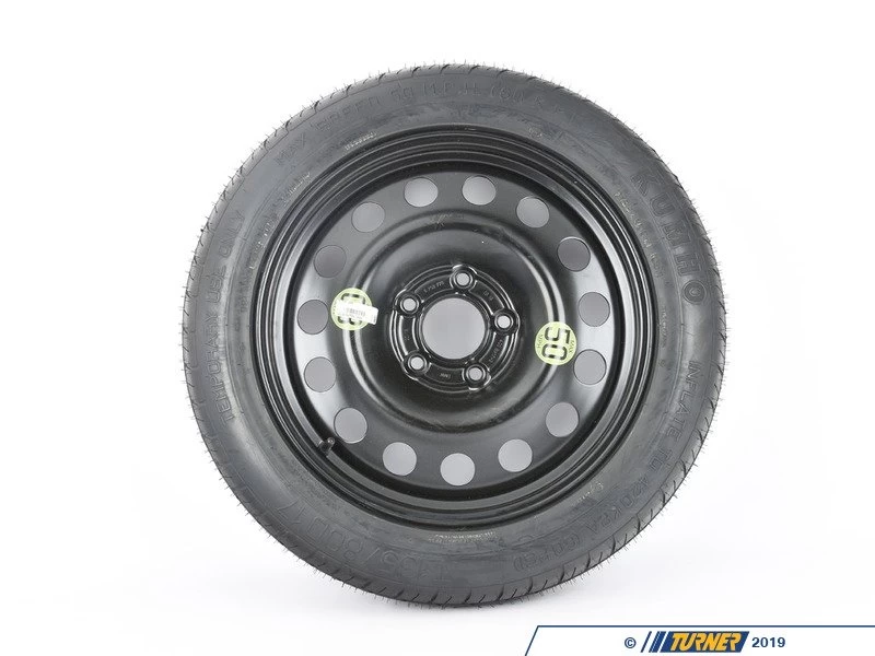 17" Emergency Spare Wheel/Tire Set - Includes Genuine BMW 17x4" ET18 Steel Wheel With Mounted And Balanced Kumho 135/80/17 Tire.