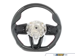 ECS MINI Cooper Flat Bottom Carbon Fiber Steering Wheel (Carbon/Perforated Leather/Red Stitching) NO RED Center Stripe - Gen 3