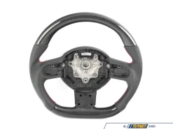 ECS MINI Cooper Flat Bottom Carbon Fiber Steering Wheel (Carbon/Perforated Leather/Red Stitching) NO Red Center Stripe- Gen 2