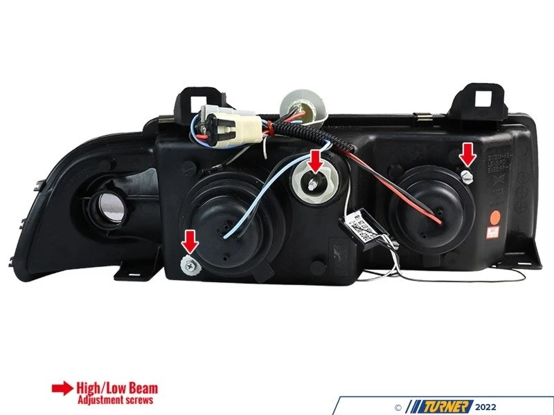 LED Halo Projector Headlight Set - Matte Black - E36 - Image 4