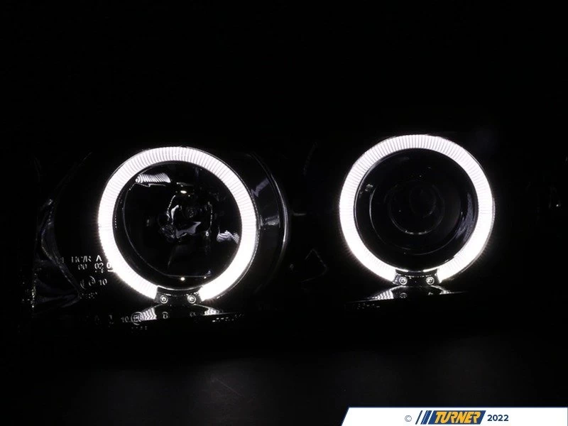 LED Halo Projector Headlight Set - Matte Black - E36 - Image 5