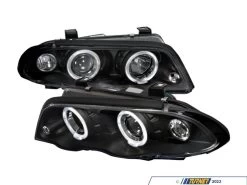 Spec-D Dual Halo Projector Headlight Set - Matte Black Housing/Clear Lens - E46