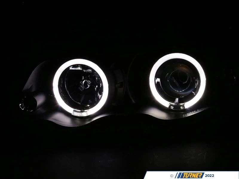 Spec-D Dual Halo Projector Headlight Set - Matte Black Housing/Clear Lens - E46 - Image 4