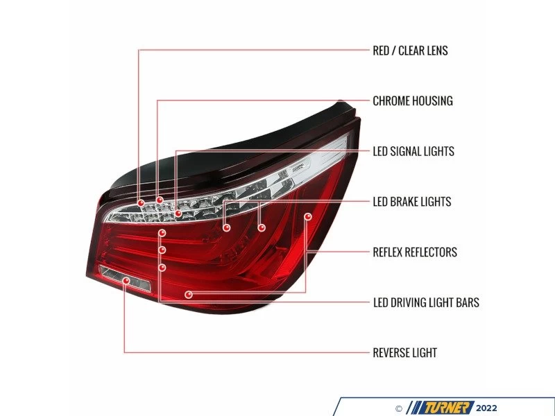 Spec-D LED Tail Lights - Chrome Housing/Red Lens - E60 Pre LCI - Image 2