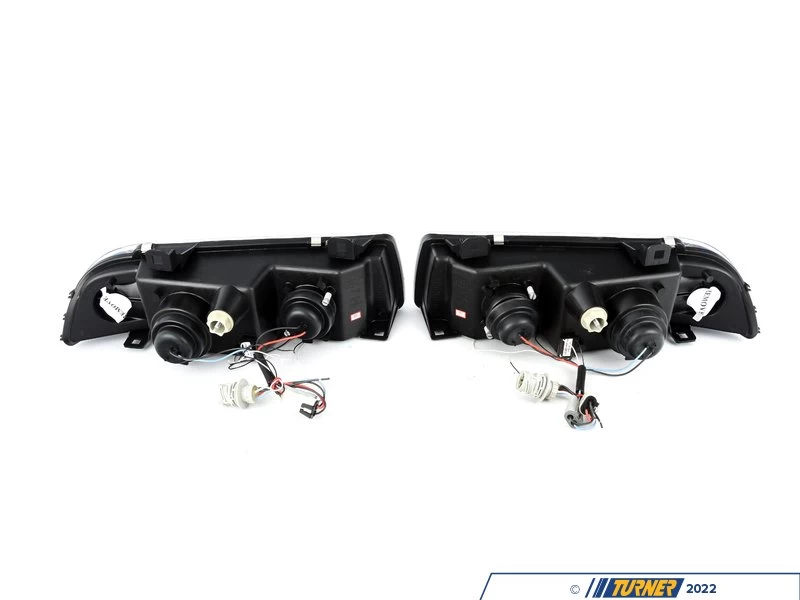 LED Halo Projector Headlight Set - Matte Black - E36 - Image 9