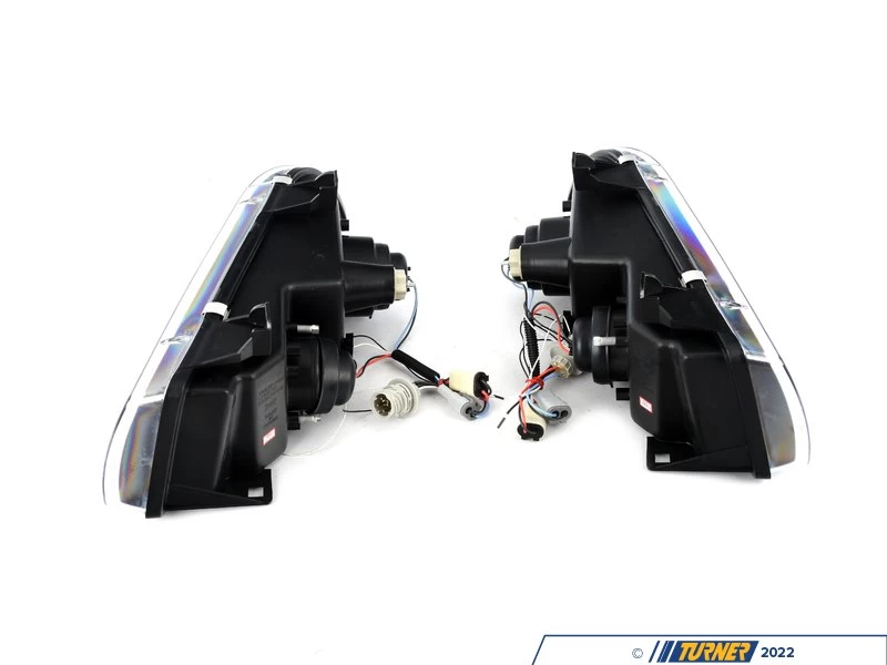 LED Halo Projector Headlight Set - Matte Black - E36 - Image 10