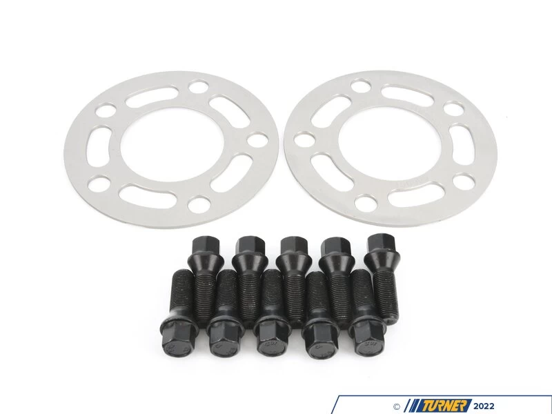 Turner Silver BMW 3mm Wheel Spacers And Extended Bolts - F01,F02,F06,F07,F10,F11,F12,F13,F2X,F3X,F87