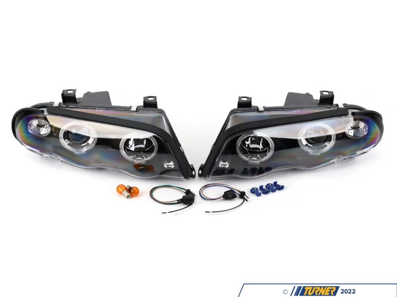 Spec-D Dual Halo Projector Headlight Set - Matte Black Housing/Clear Lens - E46 - Image 7