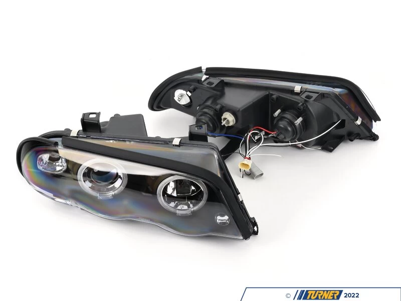 Spec-D Dual Halo Projector Headlight Set - Matte Black Housing/Clear Lens - E46 - Image 8