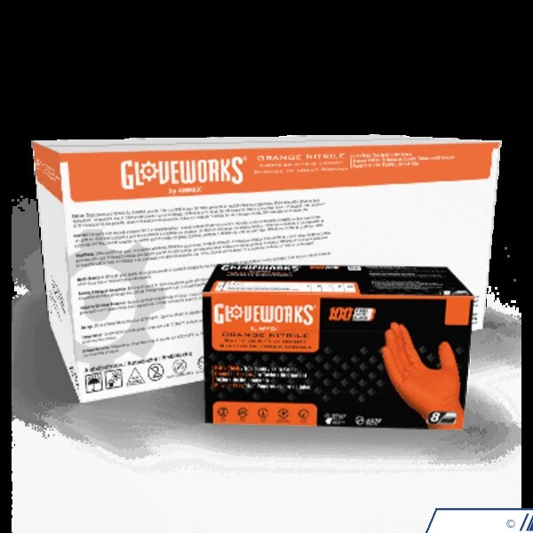 Gloveworks Heavy Duty Orange Nitrile Gloves - XXL - AMMEX - Image 3