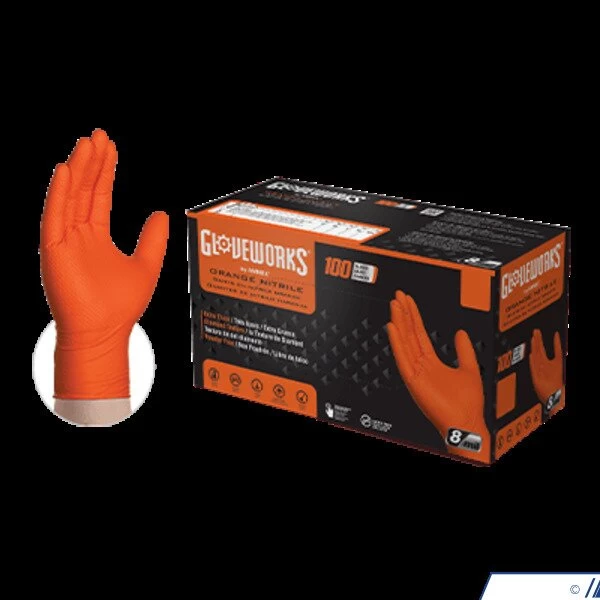 Gloveworks Heavy Duty Orange Nitrile Gloves - XXL - AMMEX - Image 2