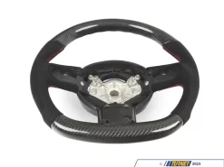 ECS MINI Cooper Flat Bottom Carbon Fiber Steering Wheel (Carbon/Alcantara/Red Stitching) NO RED Center Stripe - Gen 1 Three Spoke
