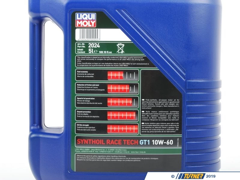 Liqui Moly Liqui-Moly Synthoil Race Tech GT1 10w-60 Engine Oil - 5 Liters - Image 3