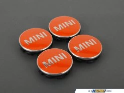Genuine MINI Wheel Center Cap Orange - Set Of Four - F56 F55 F54 F56 F60