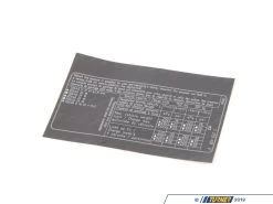 Tire Pressure Label - E46